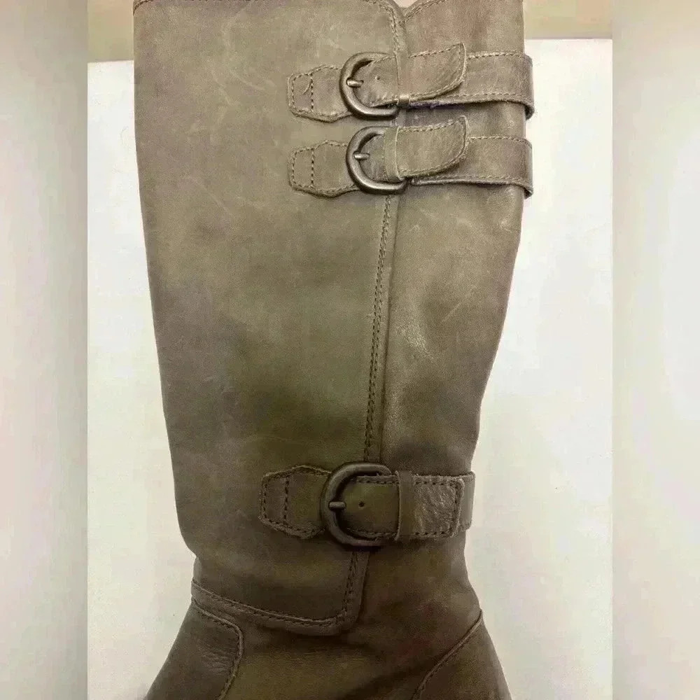 Born Women’s Attila Grey Burnish Tall Soft Leather Boots Size 8 - Picture 7 of 15
